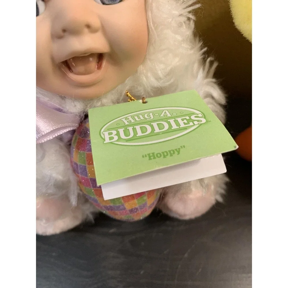 Dept 56 Hug-A-Buddies Geppeddo Porcelain Face Plush Easter Bunny Duck Hoppy